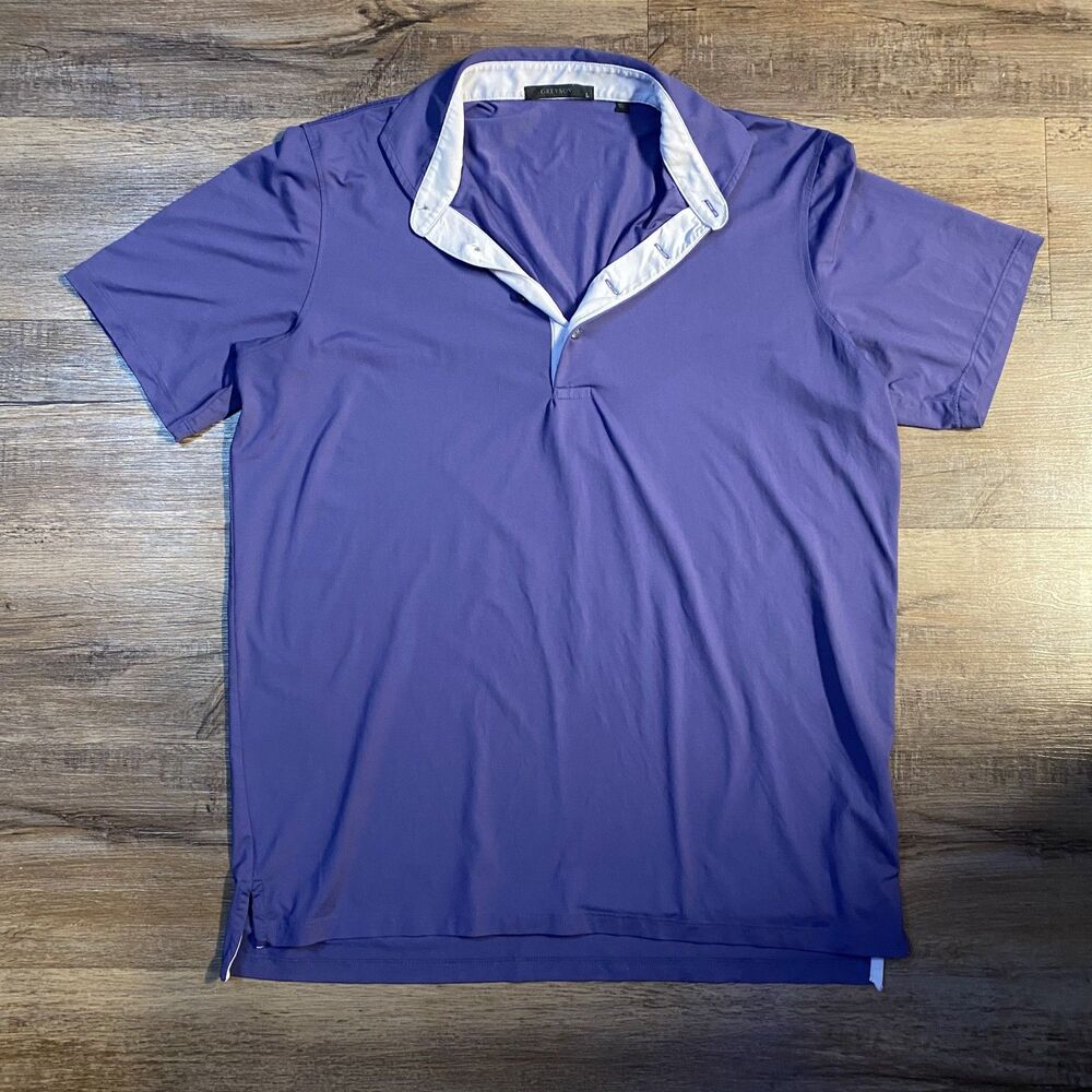 Greyson Polo Shirt Blue Solid Performance Stretch Mens Large